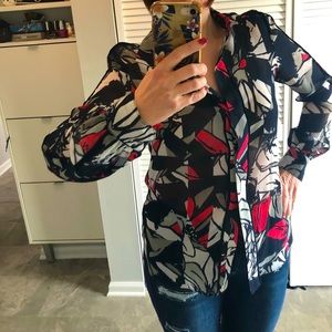 Ellen Tracy multicolored blouse shirt size S